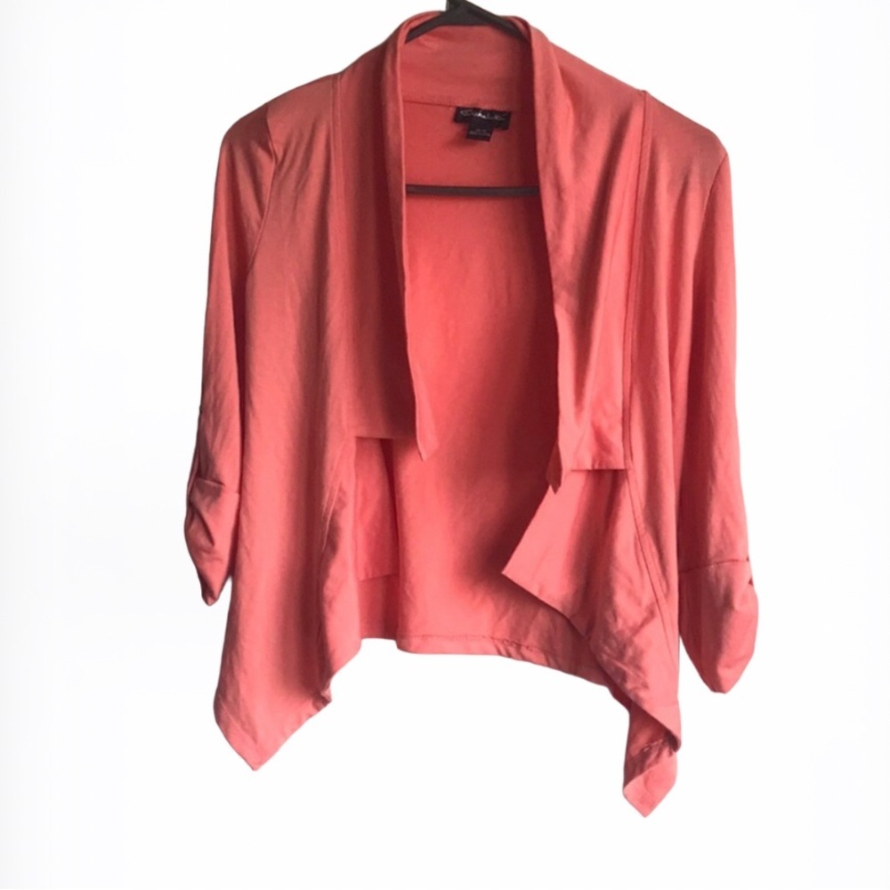 3 FOR $20 SEDUCTIONS Women’s Casual Coral Y2K Open Front 3/4 Sleeve Cardigan Siz